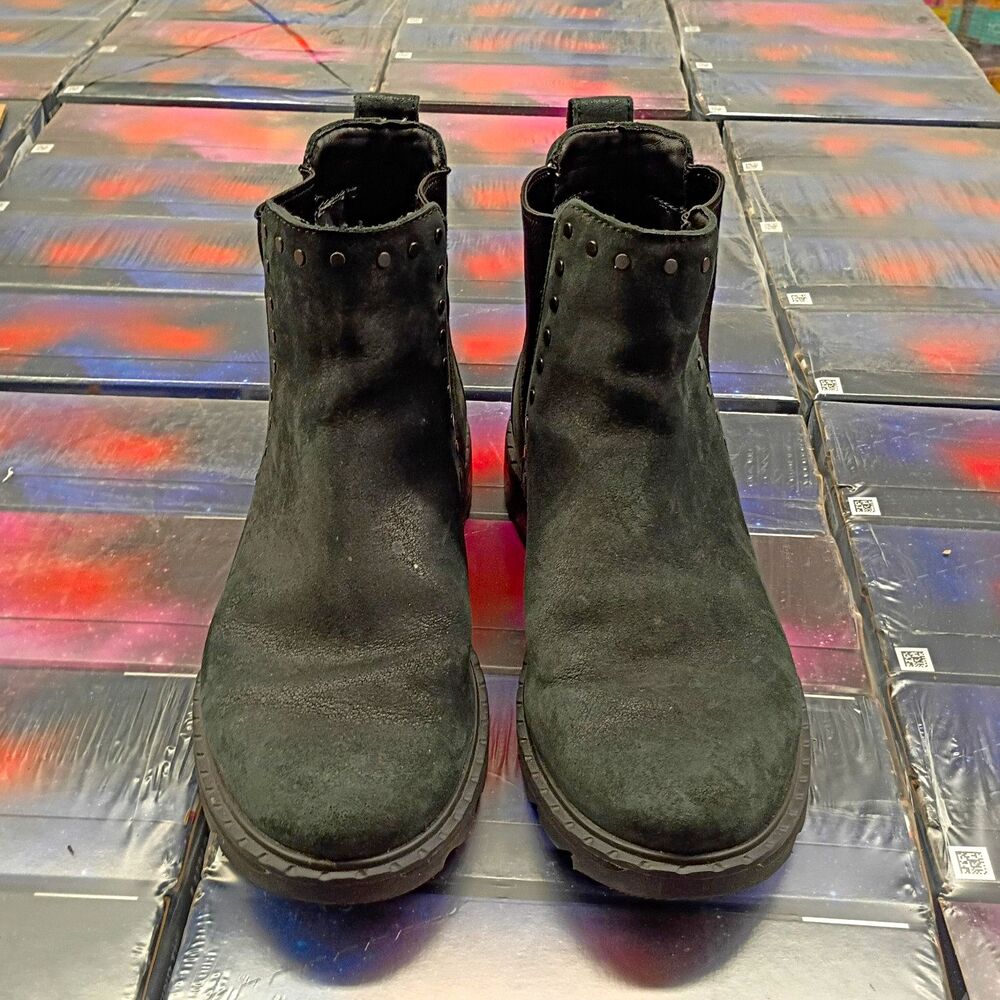 Sorel Women’s Black Leather Chelsea Ankle Boots Pull-On Block Heel US 8.5
